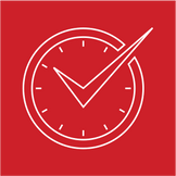 A clock with a check mark