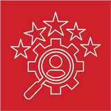 Stars with a magnifying class decorated as a gear